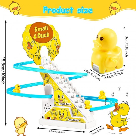 Electric Duck Toys for Kids, Ducks Climbing Toys Slide Toy Set, 9 Ducks Automatic Stair-Climbing Toys with Lights and Music, Small Duck Toys Moving Toys, Children's Day Gift, Birthday Gifts