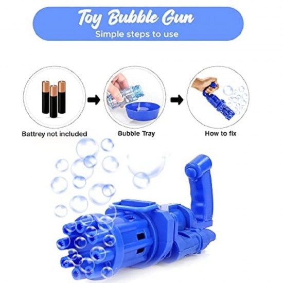 Gatling Bubble Gun for Kids with Soap Solution Indoor and Outdoor Toys for Toddlers Bubble Launcher Machine for Girls and Boys