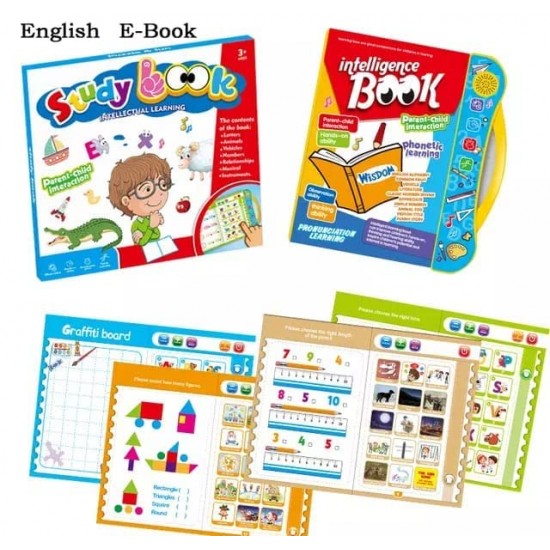 Kids Intelligence Book English Letters & Words Learning Sound Book, Fun Educational Toys, Activities with Numbers, Shapes, Animals Phonetic Learning Book for Toddlers (E-Book, Multicolor)