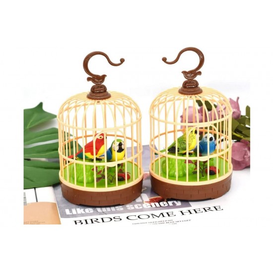 Singing Moving Chirping Beautiful Electronic Bird Pet Toy in Cage Hanging cage with Music Singing Moving Chirping for Kids for Home Decor/Living Room/Garden (Multicolor)