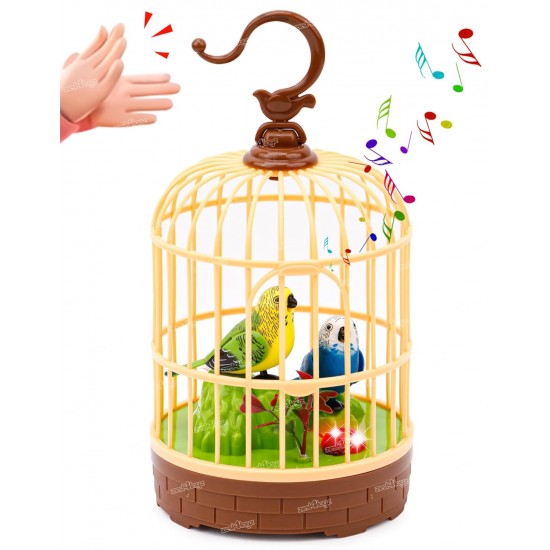 Singing Moving Chirping Beautiful Electronic Bird Pet Toy in Cage Hanging cage with Music Singing Moving Chirping for Kids for Home Decor/Living Room/Garden (Multicolor)