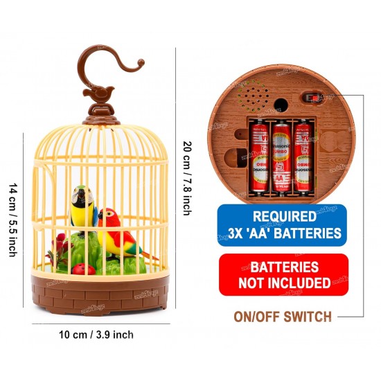 Singing Moving Chirping Beautiful Electronic Bird Pet Toy in Cage Hanging cage with Music Singing Moving Chirping for Kids for Home Decor/Living Room/Garden (Multicolor)