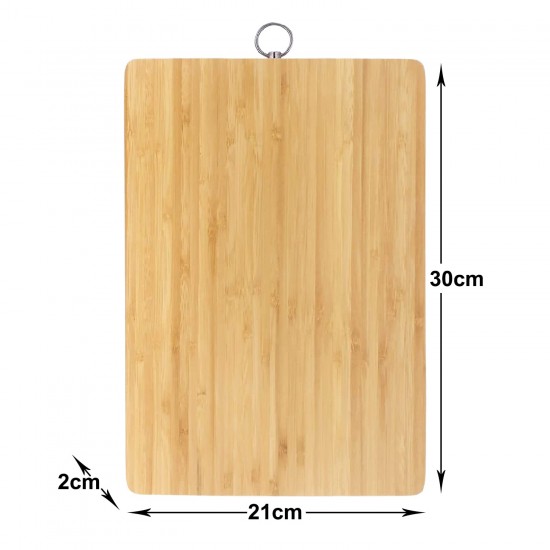 Bamboo Chopping Board │Cutting Board | Wooden Slicing & Kitchen Chopping Board with Steel Hook for Hanging Fruits, Vegetables