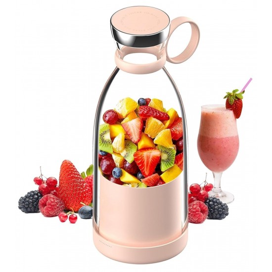 Portable Blender, USB Rechargeable Mini Juicer Blender, Electric Juicer Bottle Blender Grinder Mixer, Personal Size Blender for Juices, Shakes and Smoothies, Fruit Juicer Machine with 6 Blades (380 ML)