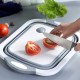 3 in 1 Collapsible Cutting Board with Basket, Dish Tub with Draining Plug, Portable Fruits Vegetables Wash and Drain Sink Storage Basket, Space Saving Multi Function