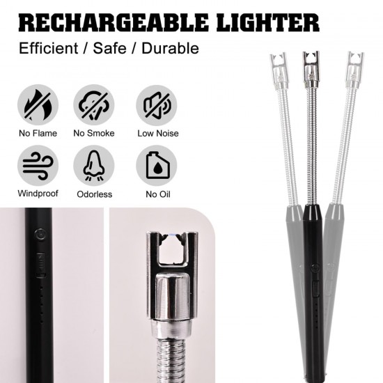 Electric Lighter for Candles Rechargeable Electric Gas Lighter Plasma Flameless Windproof USB Lighter 360° Flexible Neck Arc, Puja Lamps, Gas Stove | Ideal for Restaurants USE (Multicolor)