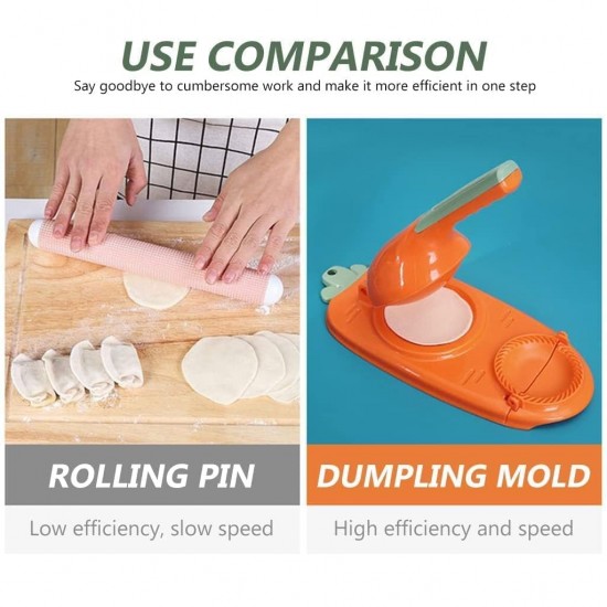 2-in-1 Dumpling Maker, Momo Maker, Gujiya Maker Machine, Momo Maker Machine, Kajjikayalu Karanji Maker, Samosa Maker, Skin Press Mould for Ghughra with Dumpling Puri Maker (Multi)