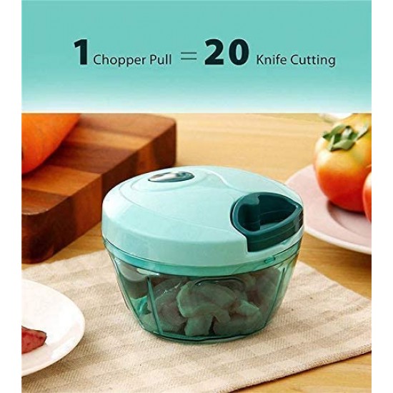 Mini Handy and Compact Chopper Cutter with 3 Blades for Effortlessly Chopping Vegetables and Fruits for Your Kitchen Green, 450 ml