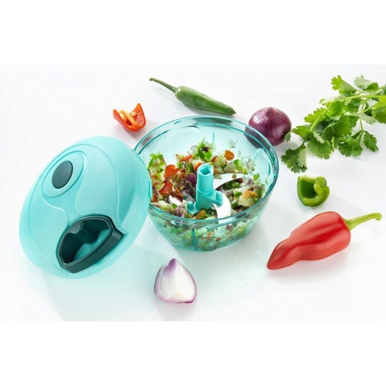 Mini Handy and Compact Chopper Cutter with 3 Blades for Effortlessly Chopping Vegetables and Fruits for Your Kitchen Green, 450 ml