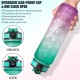 Motivational Water Bottle with Time Marker Straw BPA Free Leakproof Portable Reusable Fitness Sport 1L Water Bottle for Men Women Kids Student to Office School Gym Workout Multicolor