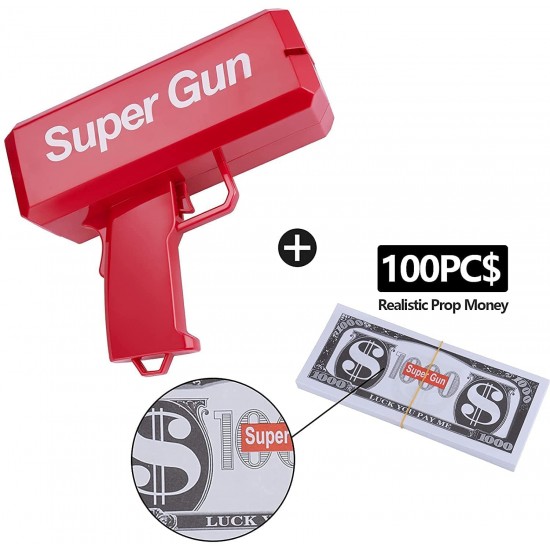 Supreme Money Gun Cash Cannon for Wedding, Parties and Fun Includes 100 Fake Dollars Money Gun