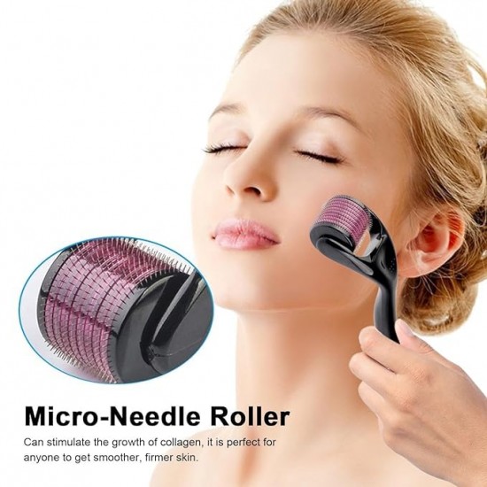 Derma Roller with 540 Titanium Alloy Micro Needles 0.5 mm | Suitable for Beard Also | Reduces Hair Fall | Stimulates Hair Follicles | Easy to use | Safe & Effective