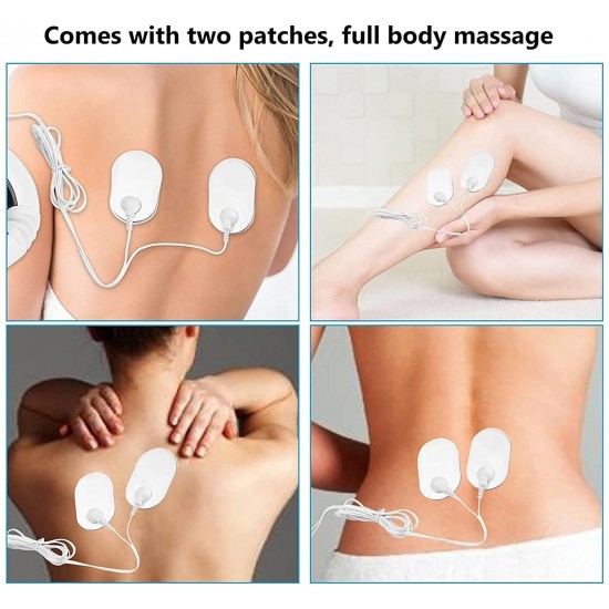 Electric Neck Massager for Deep Tissue Pain Relief Cervical Vertebra Massager Impulse Treatment Device for Acupoint Magnetic Therapy with 2 Electrode Pads (White)