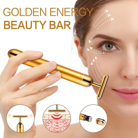 Golden Pulse Facial Massager T Shape Gold Facial Beauty Massager Energy