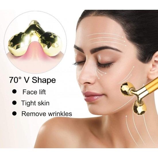 Golden Pulse Facial Massager T Shape Gold Facial Beauty Massager Energy