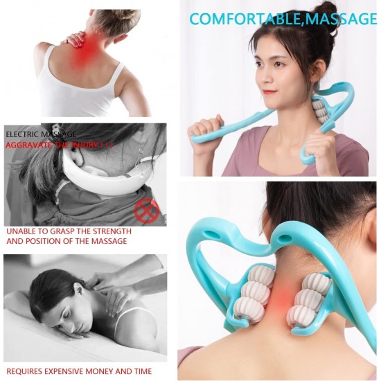 6 Wheel Dual Pressure Point Cervical Neck Massager||Pinpoint Roller Neck Spine Massage Tool Relaxer Handheld Roller Therapy||Neck Acupoints 360° Adjustment(Multi Color)(Pack of 1 pcs)