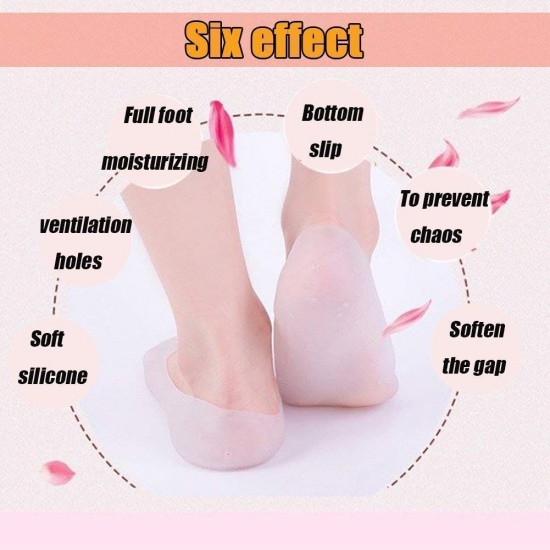 Anti Crack Full Length Silicone Foot Protector Moisturizing Socks for Foot-Care and Heel Cracks, anti crack heel socks, heel pad for heel pain, socks for cracked feet for Full Heel, Of 1 Pair