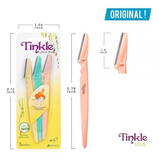 Tinkle Face Razors For Women/Women Face Razor/Razor For Face & Eyebrow/Reusable & Biodegradable/Quick & Easy Facial Hair Removal At Home 3 Pieces Eyebrow hair remover Safety Razors