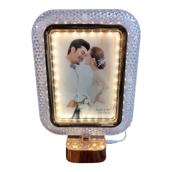 Touch Sensor Crystal LED Lamp Photo Frame | Modern Light Photo Frame for Gift and Home Decor | Valentine's day Gift | Wedding Gift | Anniversary Gift | Birthday Gift