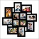 Wooden Multiple Images Collage Photo Frame For Wall Decor (12 Photographs, Black Glitter, Size- 23.5* x 23.5* inch), rectangle/square