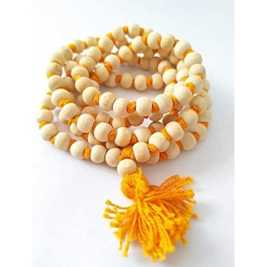 Tulsi Japa Mala 108 Beads l Tulsi Mala for Mantra Jap with Radha Krishna Gomukhi Cotton Japa Mala Bag