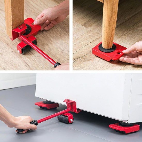 Furniture Lifter Mover Tool Set Heavy Duty Furniture Lifter Mover Tool Set, Easy and Safe Tools, Furniture Moving Roller Wheel Set for Washing Machines, Fridge, Sofa, Wardrobes (Furniture Tool)