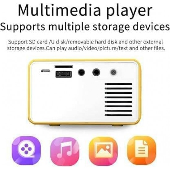 Portable Mini Home Theater LED Projector with Remote Controller, Support HDMI, AV, SD, USB Interfaces (Yellow)