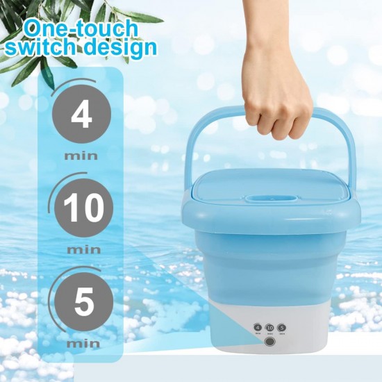 Mini Portable Folding Washing Machine Bucket Washer Mobile Foldable Washing & Spin Dry for Camping, Travel, Lightweight and Easy to Carry