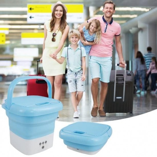 Mini Portable Folding Washing Machine Bucket Washer Mobile Foldable Washing & Spin Dry for Camping, Travel, Lightweight and Easy to Carry