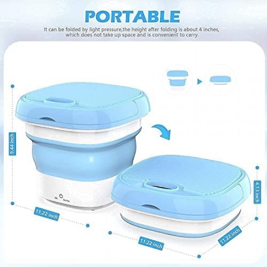 Mini Portable Folding Washing Machine Bucket Washer Mobile Foldable Washing & Spin Dry for Camping, Travel, Lightweight and Easy to Carry