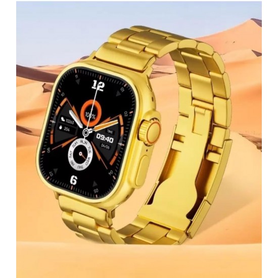 24K Gold Ultra Watch 2.02 INCH Latest 8 Series AMOLED 520 * 580 PIXAL with Sports & Health Tracker, GPS, NFC, WIRLESS CHARGERING, and Apple Logo on/Off (Gold Edition 24K Colour)