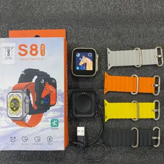 S8 Ultra Smartwatch with 2.05" HD Display, Bluetooth Calling with Dialpad, Multiple Sports Modes, Multiple Faces, Spo2 Monitoring & H R monitoring, Call Notification, BT Camera (Orange)