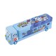 Space School Bus Shaped Pencil Box for Kids with Wheels and Sharpener Metal - (Space Design) Multicolor