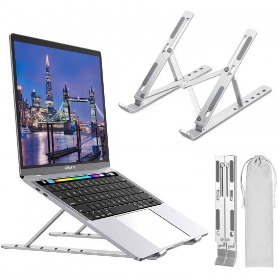 Laptop Tabletop Stand for Desk, Portable Stand, Adjustable Height, Foldable, Non-Slip Aluminum MacBook Computer Stand, 9 Angles Anti-Slip Laptop Riser Compatible with 7-17 inch Laptops