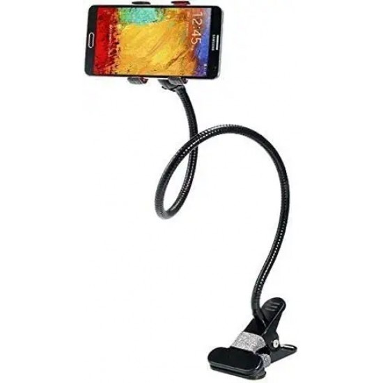 Flexible Mobile Tabletop Stand, Metal Built -for Video, Heavy Duty Foldable Lazy Bracket Clip Mount, Multi Angle Clamp for All Smartphones