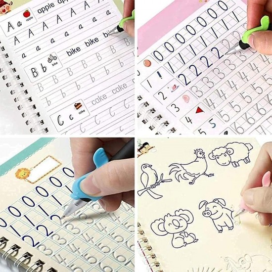 Magic Practice Copybook, Number Tracing Book for Preschoolers with Pen, Magic Calligraphy Copybook Set Practical Reusable Writing Tool Simple Hand Lettering