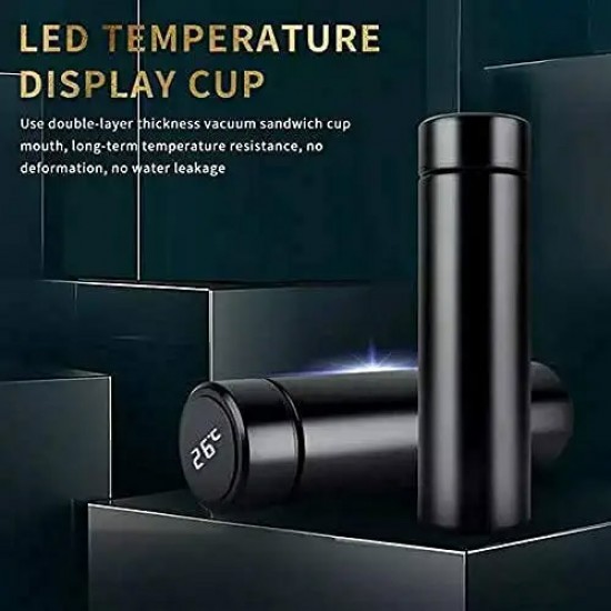 Water Bottle Led Temperature Display Double Walled Vacuum Insulated Stainless Steel Bottle, Ideal for Home, Gym, Travel 500 Ml