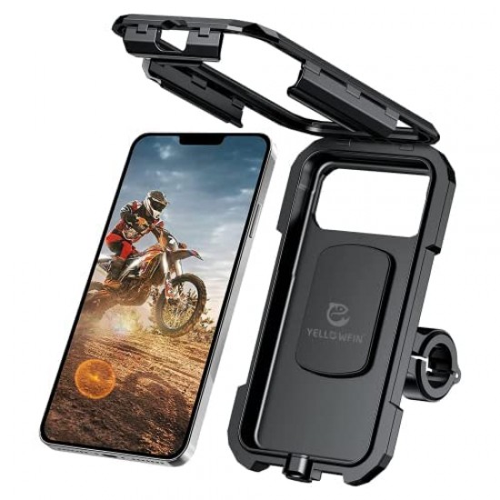 Waterproof Handlebar Mobile Phone Mount Holder with 360° Rotation for Motorcycle-Bike-Scooter-Bicycle-Cycle Ideal for Maps and GPS Navigation(Aluminium, Black)