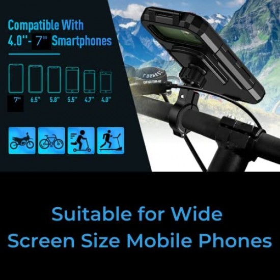 Waterproof Handlebar Mobile Phone Mount Holder with 360° Rotation for Motorcycle-Bike-Scooter-Bicycle-Cycle Ideal for Maps and GPS Navigation(Aluminium, Black)