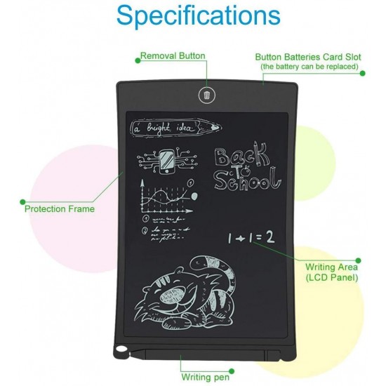 8.5 Inch LCD Writing Tablet E-Notepad Ruff Pad Doodle Board Drawing Tablet, Erasable Reusable Electronic Drawing Pads, Educational and Learning Tool for 3-6 Years Old Boy & Girls (Multicolor)