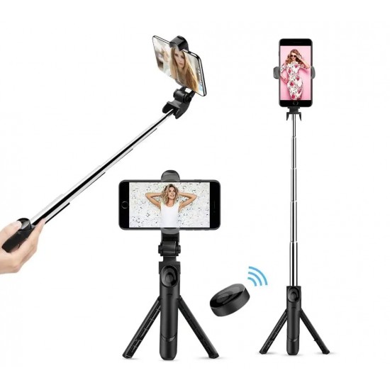 XT-02 Bluetooth Extendable Selfie Stick with Wireless Remote for Making TikTok, Vlog Videos and Tripod Stand Selfie Stick for for Mobile and All Smart Phones